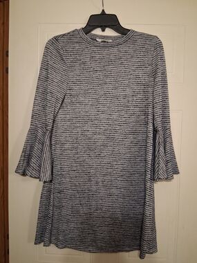 Striped Bell-Sleeve Shift Dress